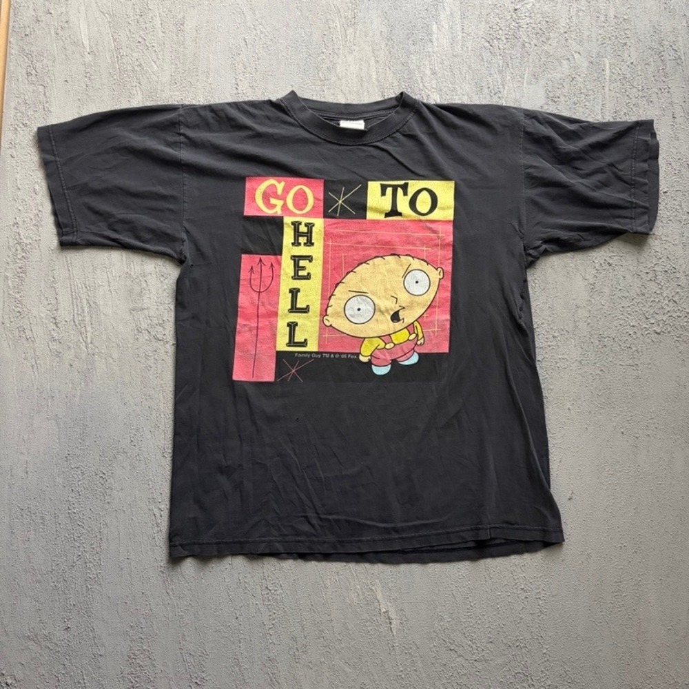 Vintage Family Guy Shirt XL Black 2000s Stewie Go To Hell Graphic Tee